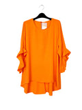 Plain Tunic with Frilly Sleeves