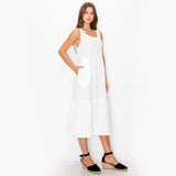 FLUFFY GAUZE RUFFLE TIER POCKET DRESS