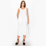 FLUFFY GAUZE RUFFLE TIER POCKET DRESS