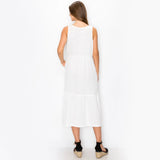 FLUFFY GAUZE RUFFLE TIER POCKET DRESS
