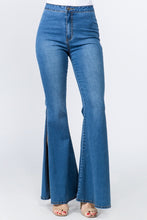 Load image into Gallery viewer, High waisted Denim Side Slit Flare Bottoms