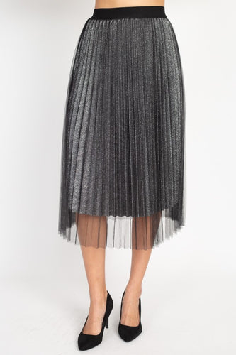An accordion pleated mesh midi skirt
