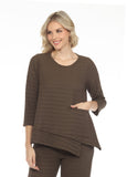 Solid Waffle Top  -3/4 SLEEVE CREW NECK