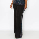 Sequin Side Contrast Wide Leg Pants Curve