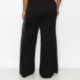 Sequin Side Contrast Wide Leg Pants Curve