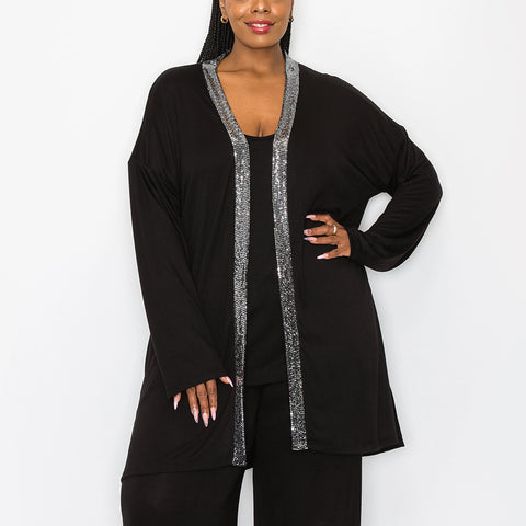 Sequin Contrast Cardi Curve