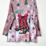 Christmas Patterned V-Neck Sweater, Long Sleeve