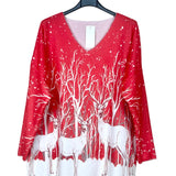 Christmas Patterned V-Neck Sweater, Long Sleeve