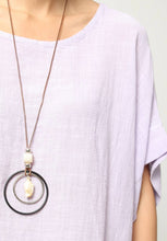 Load image into Gallery viewer, Long Cotton Blouse Solid Color w/Necklace