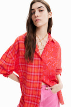 Load image into Gallery viewer, Oversize patchwork plaid shirt- women