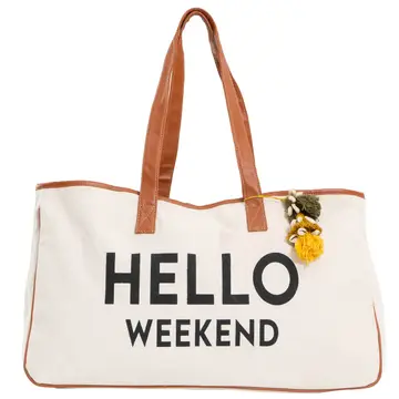 Canvas "Hello Weekend" Tote Bag