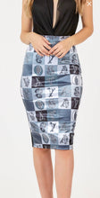Load image into Gallery viewer, Letters Print Pencil Skirt
