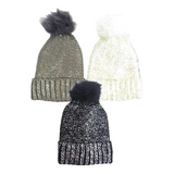 Metallic Gold Shimmer Knitted Trooper Beanie