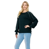Knitted Sweater with Pearls