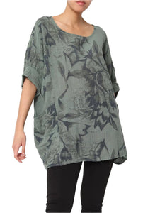 Linen Blouse Floral Pattern