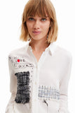 Patchwork and flower shirt- Women