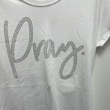 PRAY Premium Clear Rhinestone Crew Neck Short Sleeve Shirt
