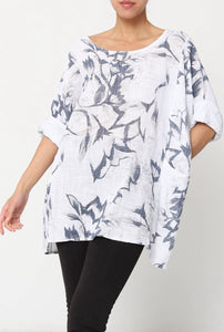 Linen Blouse Floral Pattern