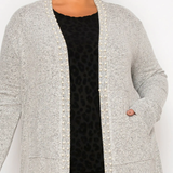 Cozy Pocket Cardigan with Pearls Curve