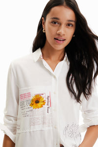 Patchwork message shirt women