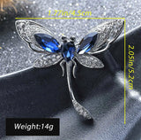 Blue Crystal Rhinestones Brooch Dragonfly Shape