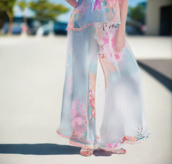 White floral pants