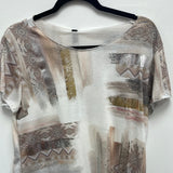 Aztec Foil Print Top w/Lurex Trim