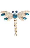 Blue Crystal Rhinestones Brooch Dragonfly Shape