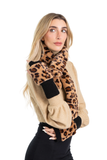 2-Piece Scarf and Fingerless Glove Set with Faux Fur
