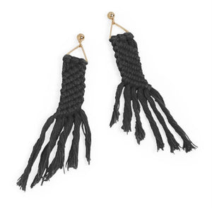 Yarn Black Dangle Earrings