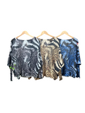 Bat Sleeve Animal Print Large Knit T-Shirt