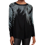 Long Sleeve Shirt Black Bling Wings For Women