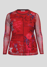 Load image into Gallery viewer, Red Graphic Tee Floral Print Cotton