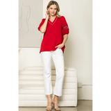 Pointe Knit Top with Pearls