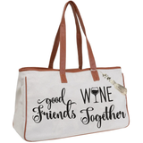 Canvas Wine Tote "Good Friends Wine Together"
