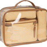 Straw Textured 4 piece Clear Travel Bag