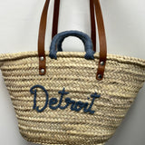 Straw Bag Hand Woven with Leather straps