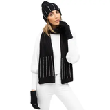 3 Piece Knit Bling Hat, Scarf, & Gloves Set with Stones