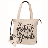 Canvas "the Future Is Female" Script Tote with Pouch