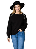 Knitted Sweater with Pearls