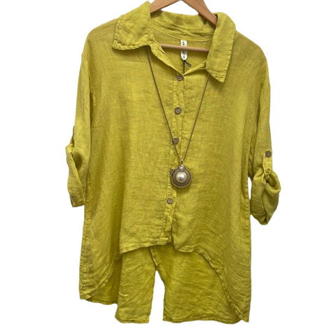 Linen Button Down Blouse -women