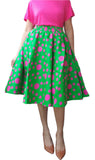 Green/ Pink Polka Dot Mid Length Skirt