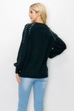 Knitted Sweater with Pearls