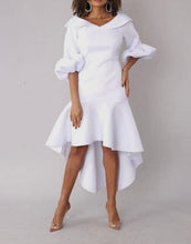 Load image into Gallery viewer, Pure White Puffy Sleeves Dress