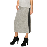 Cozy Knit Foldover Color Block Midi Skirt