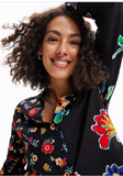 Floral half-and-half shirt women