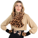 2-Piece Scarf and Fingerless Glove Set with Faux Fur