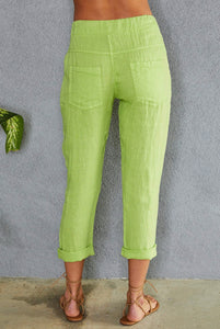 Lime pants in 100% Italian Linen