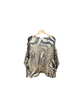 Bat Sleeve Animal Print Large Knit T-Shirt