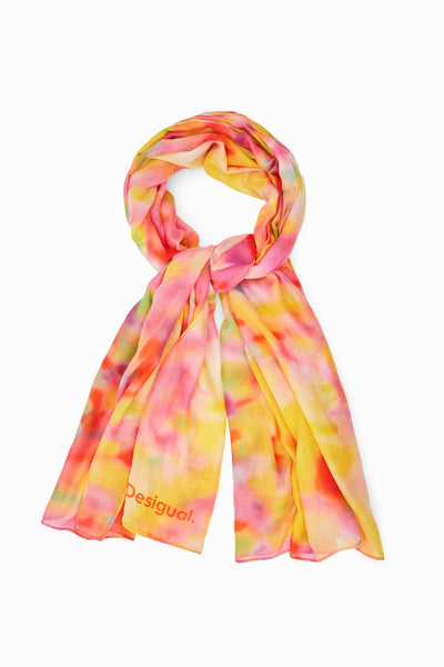 Rectangular foulard with out-of-focus print